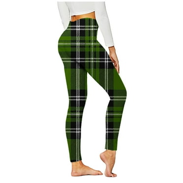 BZGTZT Women’s High Waisted Plaid Leggings Soft Color Block Printed Checkered Athletic Tights for Yoga Workout