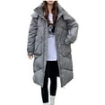 thumbnail image 1 of BZGTZT Women's Hooded Long Coat Winter Longer Thickened Solid Color Jacket Casual Zip Up Outerwear with Pockets, 1 of 7