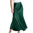 thumbnail image 1 of BZGTZT Women's Satin Elastic High Waisted Maxi Skirt 2025 Trendy Summer Fall Silky A-Line Casual Formal Work Skirts, 1 of 6