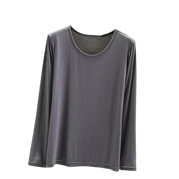BZGTZT Women's Soft Comfy Pajama Tops Scoop Neck Long Sleeve Sleep Tee Shirt Solid Color Ladies Lounge Tops