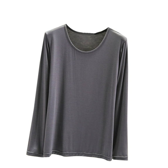 BZGTZT Women's Soft Comfy Pajama Tops Scoop Neck Long Sleeve Sleep Tee Shirt Solid Color Ladies Lounge Tops