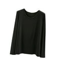 thumbnail image 1 of BZGTZT Women's Soft Comfy Pajama Tops Scoop Neck Long Sleeve Sleep Tee Shirt Solid Color Ladies Lounge Tops, 1 of 4