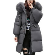 BZGTZT Women's Winter Puffer Coat Thicken Fleece Lined Down Jacket Waterproof Faux Fur Detachable Hooded Parka