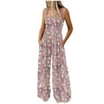 thumbnail image 1 of BZGTZT Womens Boho Overalls Casual Floral Print Sleeveless Jumpsuit High Waist Wide Leg Long Pants Romper with Pockets, 1 of 7