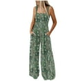 thumbnail image 1 of BZGTZT Womens Boho Overalls Casual Floral Print Sleeveless Jumpsuit High Waist Wide Leg Long Pants Romper with Pockets, 1 of 7