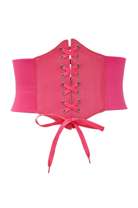 Womens Corset Belts Lace-up Retro Waist Cinch Belt Elastic Faux Leather Belts for Renaissance Halloween