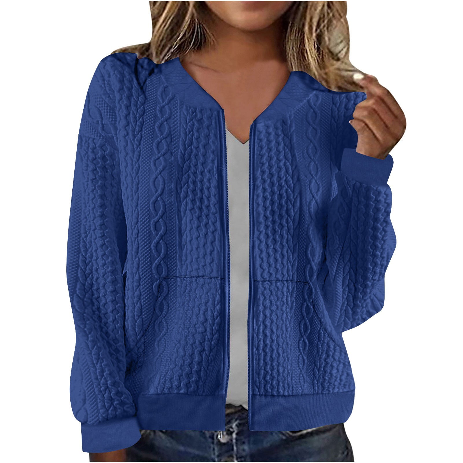 Hooded Zip Knit Cardigan Sweater