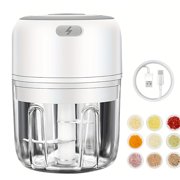 BZH Electric Mini Food Chopper, 250ml Portable USB Rechargeable Garlic & Vegetable Cutter, One-Touch Food Processor for Kitchen, Green