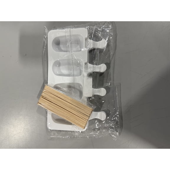 BZIDII 3PCS SILICONE POPSICLE MOLDS SET BZIDII 4 CAVITIES CAKE 60 STICKS - WHITE
