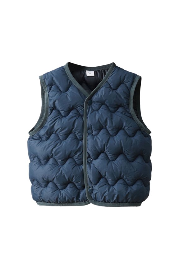 Girls Vest Toddler Puffer Vest Boys Girls Down Vest Warm Winter Jacket Lightweight Sleeveless Buttons Coat 12 18 Months (Navy,12-18 Months)