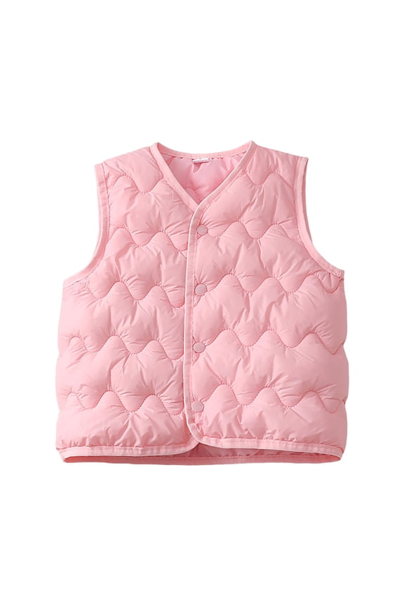 Girls Vest Toddler Puffer Vest Boys Girls Down Vest Warm Winter Jacket Lightweight Sleeveless Buttons Coat 12 18 Months (Pink,12-18 Months)