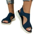 thumbnail image 1 of BZOTY Sandals Women Comfortable Sandals with T-Strap and Adjustable Ankle Buckle for Women (Blue,7), 1 of 5