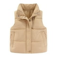 thumbnail image 1 of BZOTY Toddler Vest Girls Puffer Vest Kids Zip Up Padded Gilet Winter Quilted Jackets Fashion Outwear 3t 4t (Khaki,3-4 Years), 1 of 5