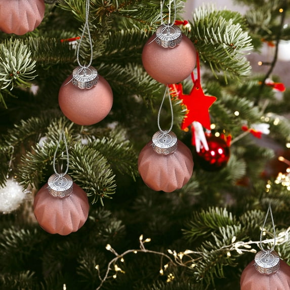 BZPIZ 12pcs Flocked Velvet Christmas Tree Ball Set Christmas Outdoor Decorations Christmas Tree Ball Ornaments Flocked Plastic Balls Xmas Hanging Decorations for Christmas Tree Home Office Decor