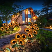 BZPIZ 2026 New Solar Lights Outdoor, Sunflowers Solar Garden Lights, Waterproof Solar Outdoor Lights Auto ON/Off Solar Decorative Lights for Garden, Patio, Backyard