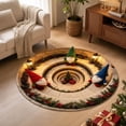 thumbnail image 1 of BZPIZ 24“ Christmas Round Rug, 3D Optical Illusion Train Tunnel Prank Rug, Christmas Train Holiday Floor Mat for Living Room Bedroom Entryway, 1 of 6