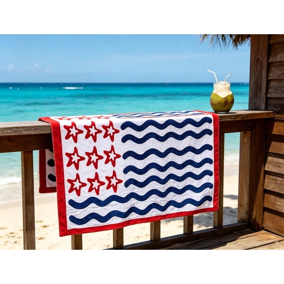 BZPIZ 4th of July Beach Towels, Red White Blue, Highly Absorbent, Quick Dry, Sand Free Lightweight Beach Towel Beach Essentials for Beach Bath Pool Summer & Vacation Independence Day Decorations