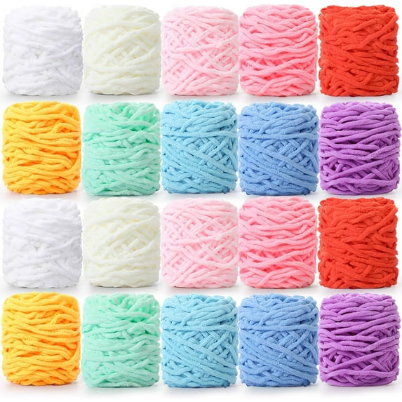 BZPIZ Chunky Yarn for Hand Knitting Fluffy Jumbo Chenille Yarn with 1 Set of Accessories,Soft Plush Yarn Bulky,Giant Thick Fuzzy Yarn for Hand Knitting