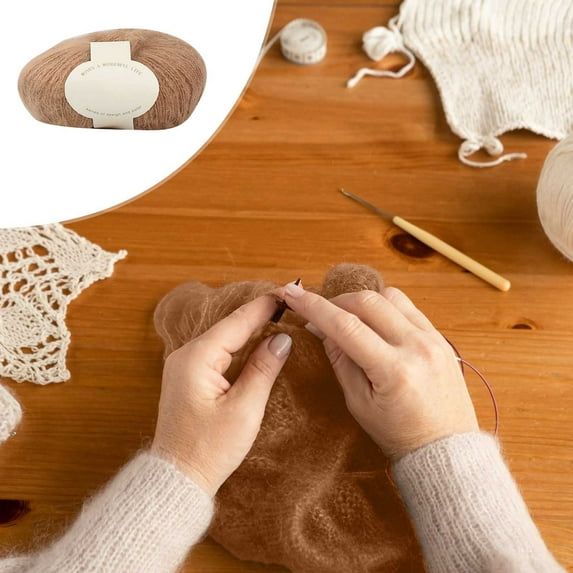 BZPIZ Deals Soft Angora Mohair Yarn Long Wool Knitting Yarn with A Crochet for Garments Scarves Sweater Shawl Hats and Craft Projects for Hand Knitting or Arm Knitting