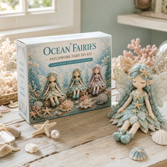 BZPIZ Fairy Patchwork DIY Collection, Fun Flower Fairies Patchwork Sewing DIY Kit Make 4pcs Winged Elf Cloth Doll with Fabric Full Supplies DIY Craft Set for Adults, Beginners Gifts