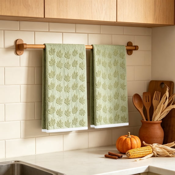 BZPIZ Fall Maple Leaf Kitchen Towels Set of 2, 23.6 x 15.7 Inch Decorative Dish Hand Towels with Autumn Harvest Patterns, Soft Polyester Towels for Thanksgiving Kitchen Home Decor