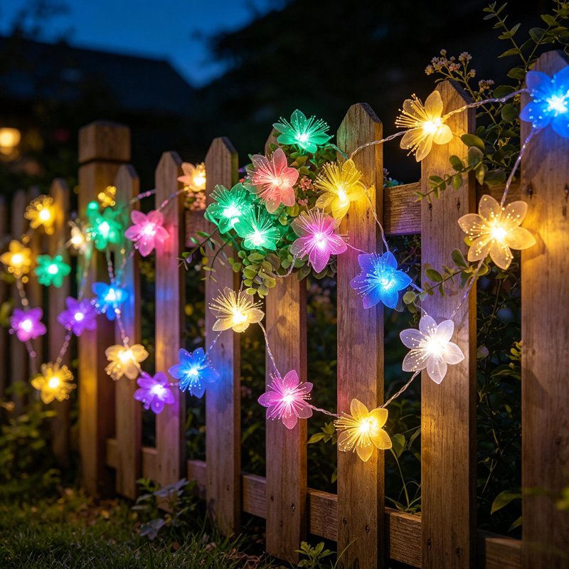 BZPIZ Fiber Optic Flower String Lights Battery Operated, 236In Flower Garland Lights Fairy Lights Waterproof for Patio Room Dorm Wedding Party Christmas Tree Hanging Decorations Colored Light