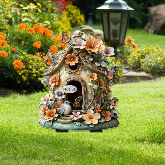 BZPIZ Garden Decorations Savings Fairy House Garden Decoration Rustic Garden Villa Cottage,Fairy Garden Decor, Miniature Woodland Gnome Hut House Dwellings for Porch Decor Outdoor/Indoor
