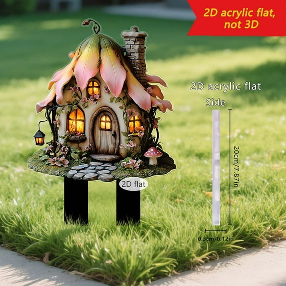 BZPIZ Garden Outdoor Decor Fairy Garden Stake Decor Elf Garden Stakes Acrylic 2D Flower Pot Stake,Elf Fairy Statue Decoration,Fairy Garden Accessories Outdoor Lawn Pathway Walkway Tree Porch Party