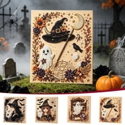 BZPIZ Halloween DIY Pearl Diamond Painting Art Kit, Halloween Pearl Beads Art Craft for Teens Adults Beginner, Gemstone Diamond Dots Beads for Home Wall Decor Stress-Relieving Gift for Women Men