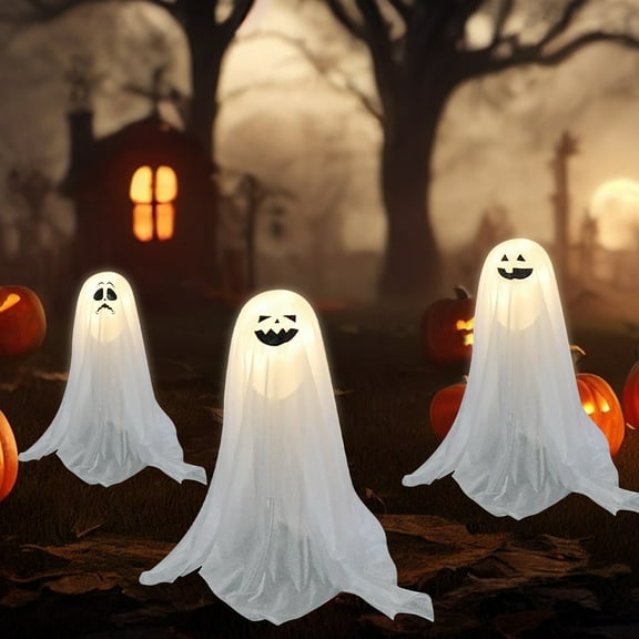 BZPIZ Halloween Decorations Outdoor 1Pcs Spooky Ghost Spooky Ghosts Halloween Decor Outdoor Cute Ghost Yard Signs with Stakes for Porches Yards Gardens Lawn