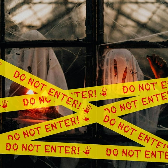 BZPIZ Halloween Decorations Outdoor Halloween Decorations Party Halloween Caution Tape 1.92inx116ft for Haunted Houses, Party, Door, Danger Areas Decor