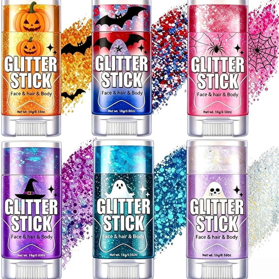 BZPIZ Halloween Glitter Stick, Waterproof High-gloss Star-shaped Glitter Stick for Halloween Party Gold