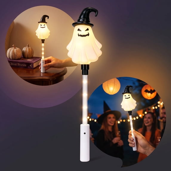 BZPIZ Halloween Light Up Wand, LED Ghost Glow Stick, Halloween Party Favors for K*ids, Trick or Treat Costume Accessories and Party Supplies
