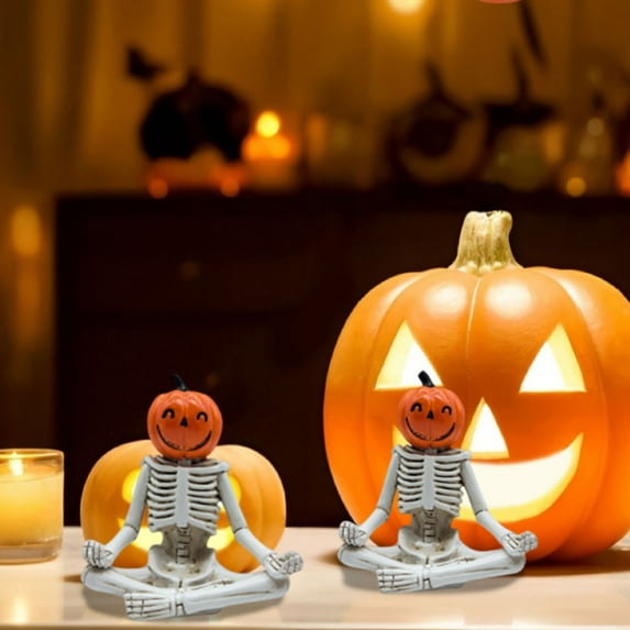 BZPIZ Halloween Party Decorations Under 10$ Spooky Pumpkin Props Plastic Pumpkin Ghost Decor for Home Party Table Room Kitchen Office Haunted House