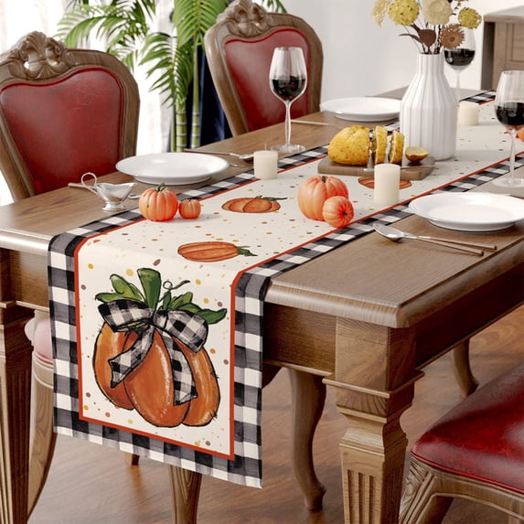 BZPIZ Halloween Tablecloth Halloween Dinner Table Runner for Kitchen Dining Party Picnic Indoor Outdoor Orange