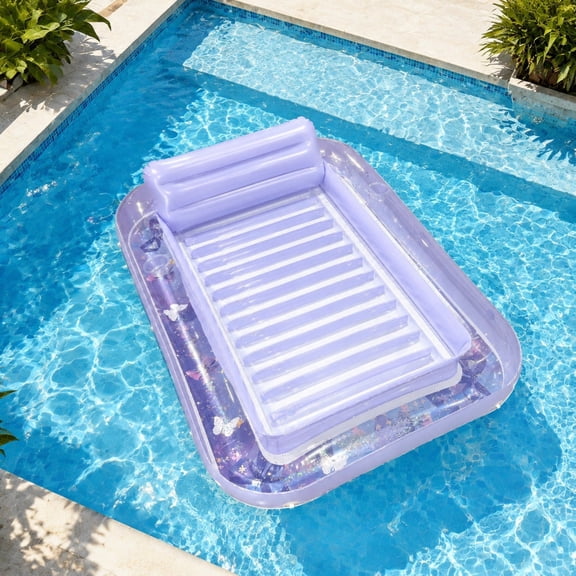 BZPIZ Inflatable Pool, Large Water Floating Sofa with Headrest Sunbathing Pool Lounge Perfect for Summer Pool River Party & Relax Purple