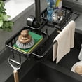 thumbnail image 1 of BZPIZ Kitchen Sink Faucet Organizer, Double Side Sponge Holder Over Faucet with Hook & Dishcloth Rod for Home Kitchen Bathroom Black, 1 of 6