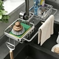 thumbnail image 1 of BZPIZ Kitchen Sink Faucet Organizer, Double Side Sponge Holder Over Faucet with Hook & Dishcloth Rod for Home Kitchen Bathroom Silver, 1 of 6