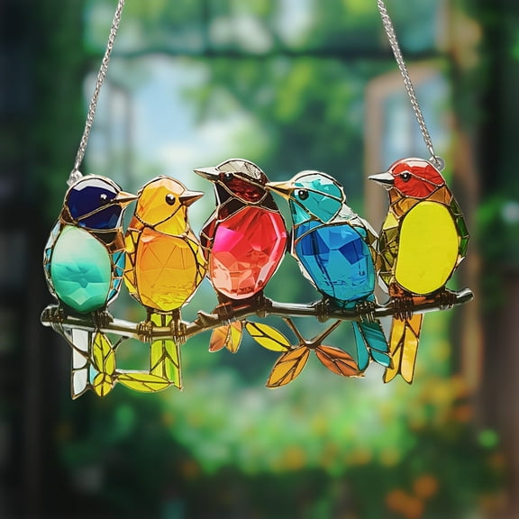 BZPIZ Outdoor Decor Flash Suncatcher Cute Hummingbird Suncatcher for Windows Hanging Bird Sun Catchers Indoor Decor, Acrylic Birds Christmas Decoration Gifts for Bird Lovers