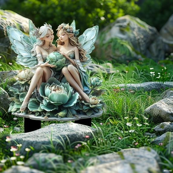 BZPIZ Outdoors Decorations Savings Fairy Garden Decor Acrylic Fairy Statue Decoration, Elf Garden Accessories for Family Home Outside Happy Easter Party,Waterproof Lawn Sign