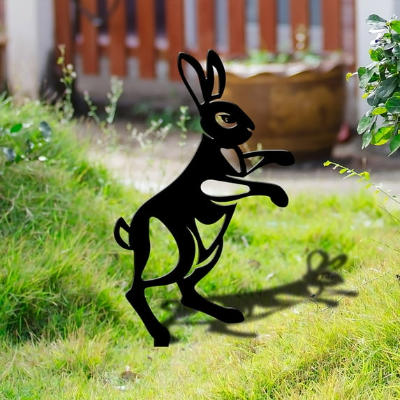 BZPIZ Outdoors Decorations Savings Rabbit Yard Decor Black Rabbit Decor Silhouett Animals Stake Garden Art for Flowerbeds Planters Patios Lawn