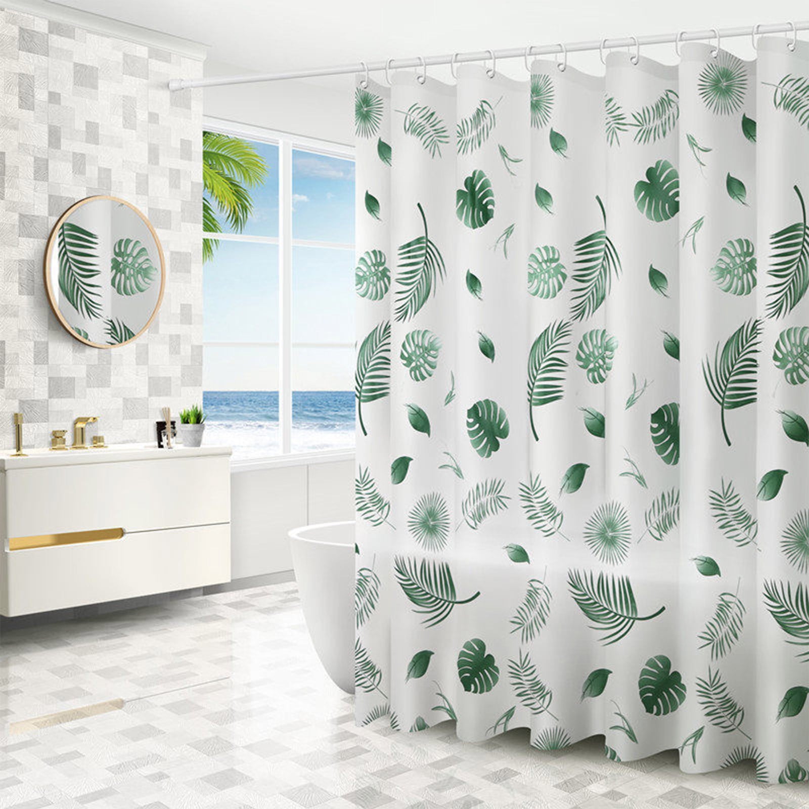 BZPIZ PEVA Shower Curtains with Designs,Shower Curtain Mildew Resistant