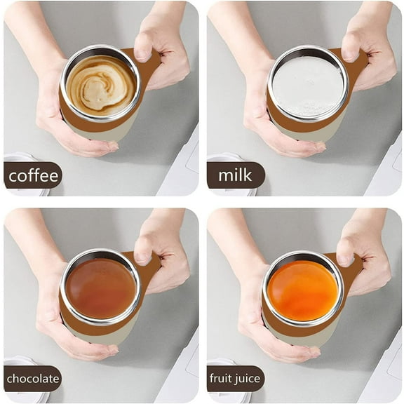 BZPIZ Self Stirring Cup,Rechargeable Automatic Magnetic Electric Coffee Mug,Spinning Mixer Cup for Home Office Travel,380ml,Coffee Color,Battery Operated