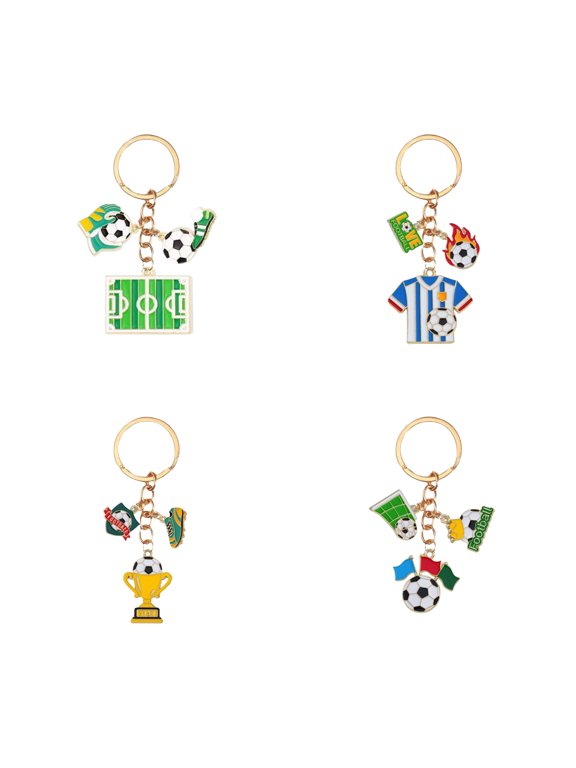 Soccer Themed Keychain, Soccer Shaped Metal Key Ring, Sports Fan Pendant, Portable Bag Car Key Decor, Ideal Gift for Football Fan Party Daily Ornament