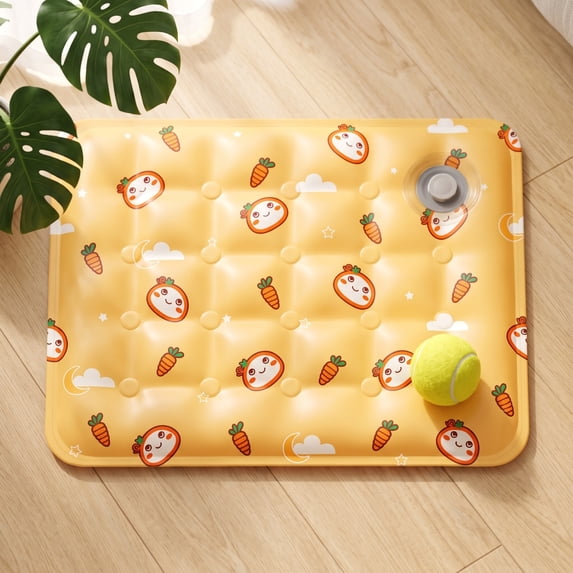 BZPIZ Summer Cat Dog Cooling Mat Ice Silk Self Cool Pad with Gel or Water for Small/Medium Dogs & Cats, Pet Sleeping Pad for Indoor & Outdoor Floor, Car Seats, Washable & Non-Toxic Yellow