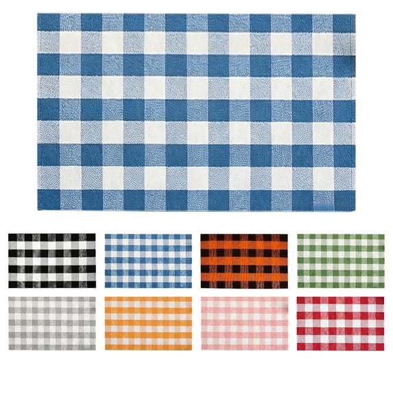 BZPIZ Thanksgiving Door Mat, Autumn Plaid Front Porch Rug, Farmhouse Layered Entryway Mat for Indoor Outdoor Home Decor, Washable Holiday Welcome Rug for Front Door Patio Kitchen