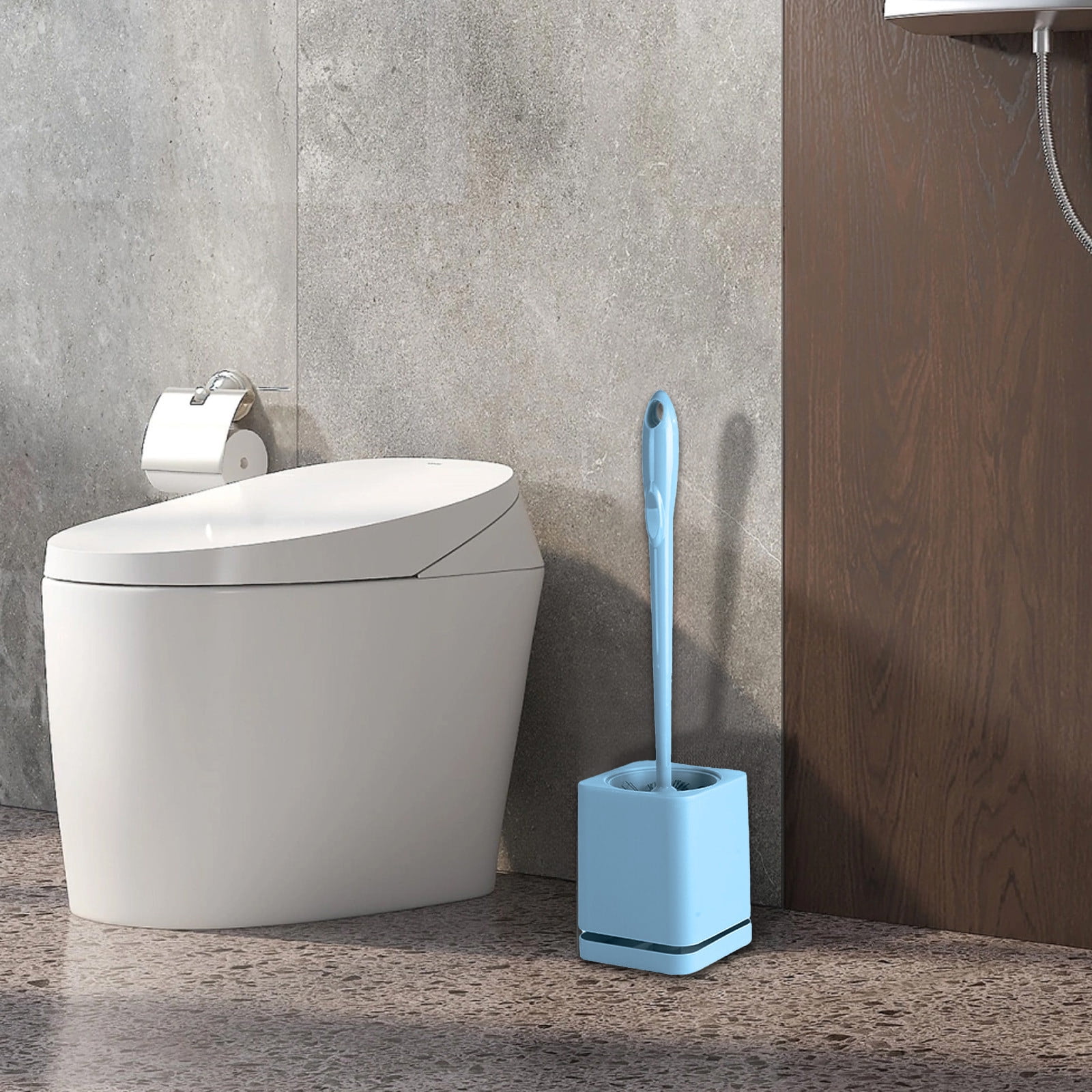 BZPIZ Toilet Brush and Holder Set,Standing Toilet Bowl Scrubber in