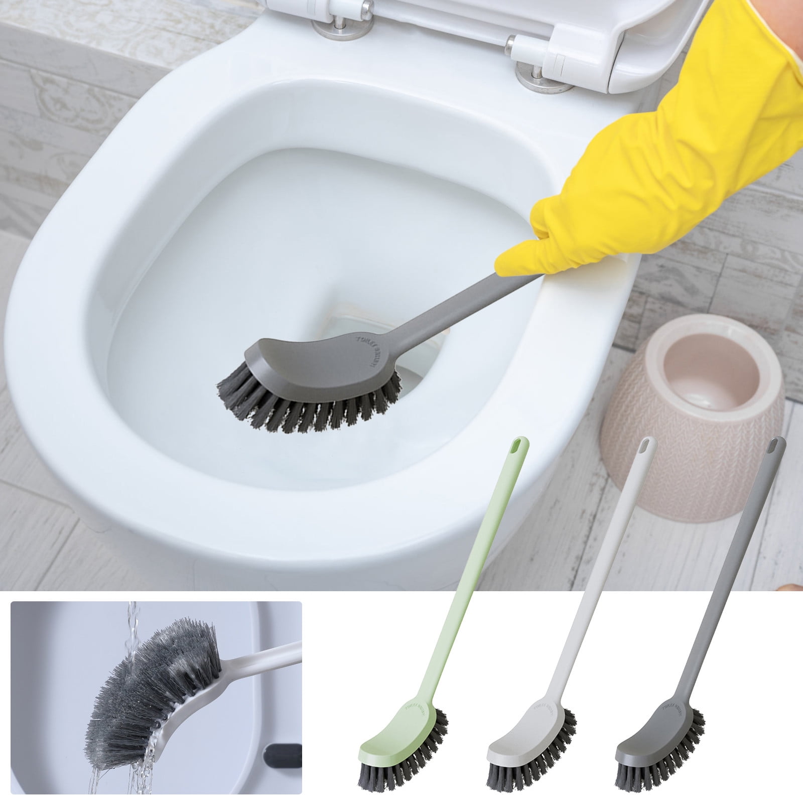 BZPIZ Toilet Brushes with Under Rim Scrubber,Toilet Bowl Brush and Ergonomic Long Handle ...