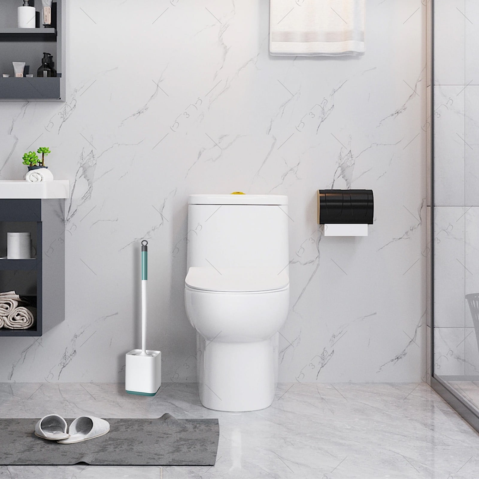 BZPIZ Toilet Brushes with Under Rim Scrubber,Toilet Bowl Brush with