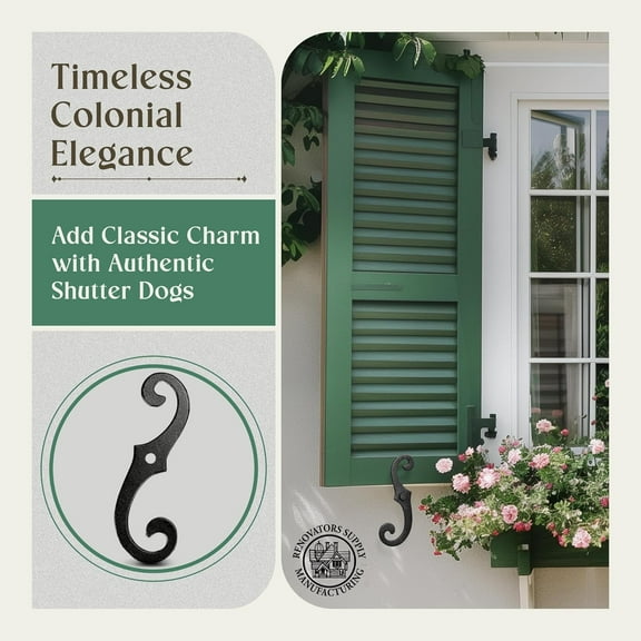 BZPIZ Window Hardware Shutter Pins Black Cast Aluminum S Shaped Shutter Dogs with Mounting Hardware Spike Loks for Installing Decorative Exterior Vinyl Shutters